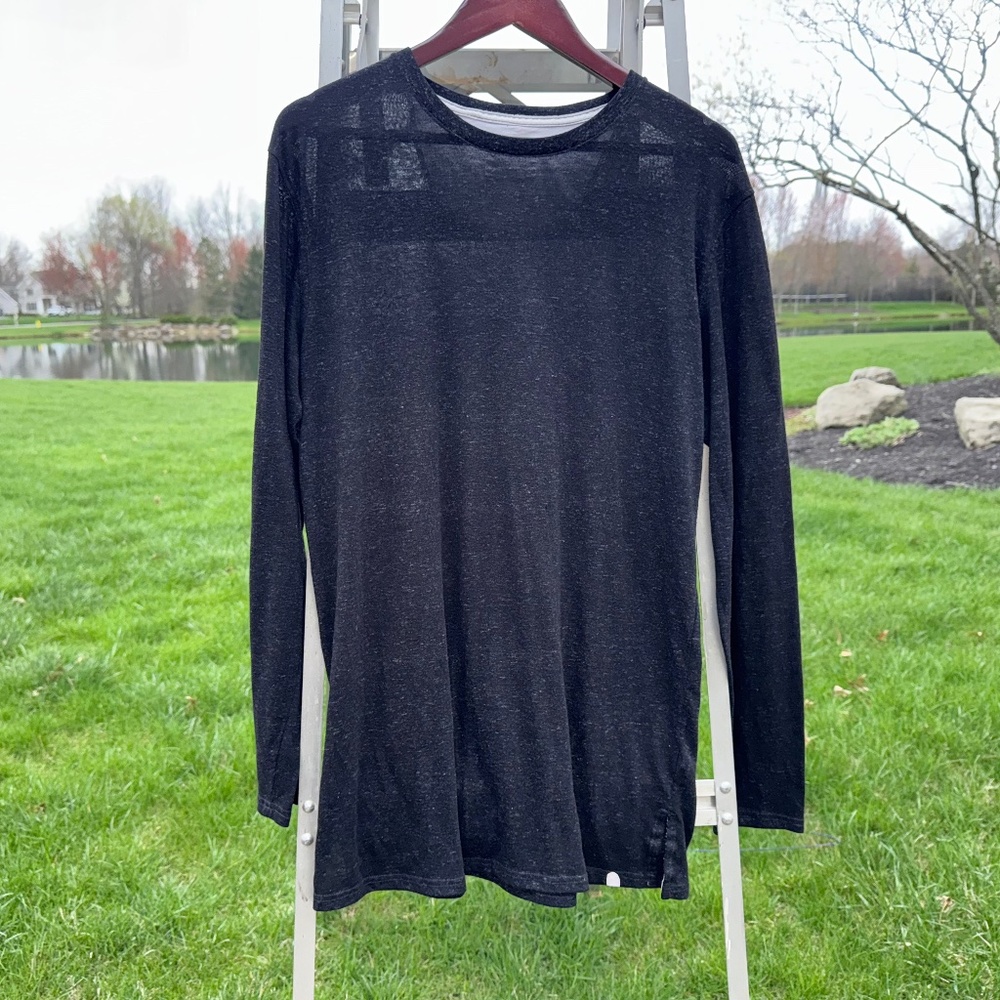 On The Bias Mens Large black long sleeve cotton rayon blend shirt PacSun